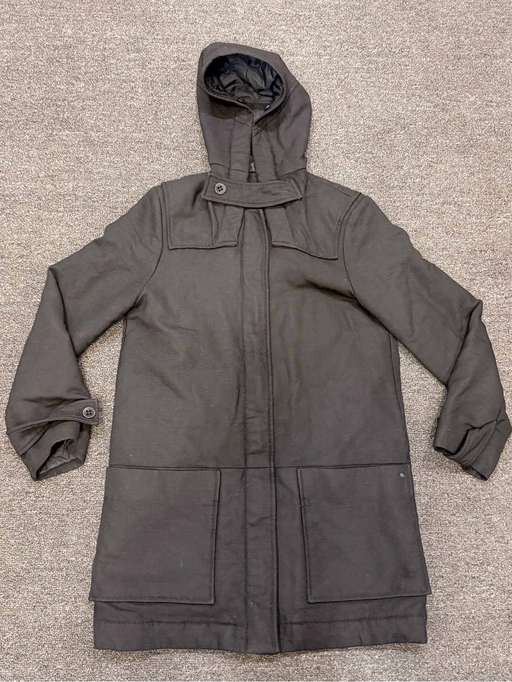 Lacoste Black Hooded Military Field Coat